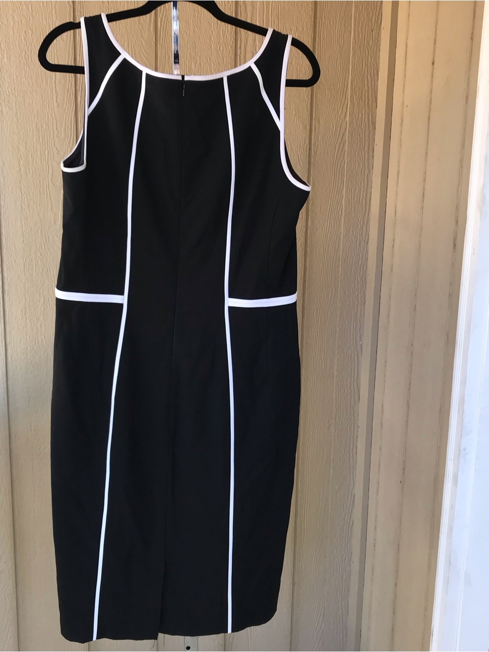 White House Black Market Black Midi Dress with White Piping - Picture 2 of 3